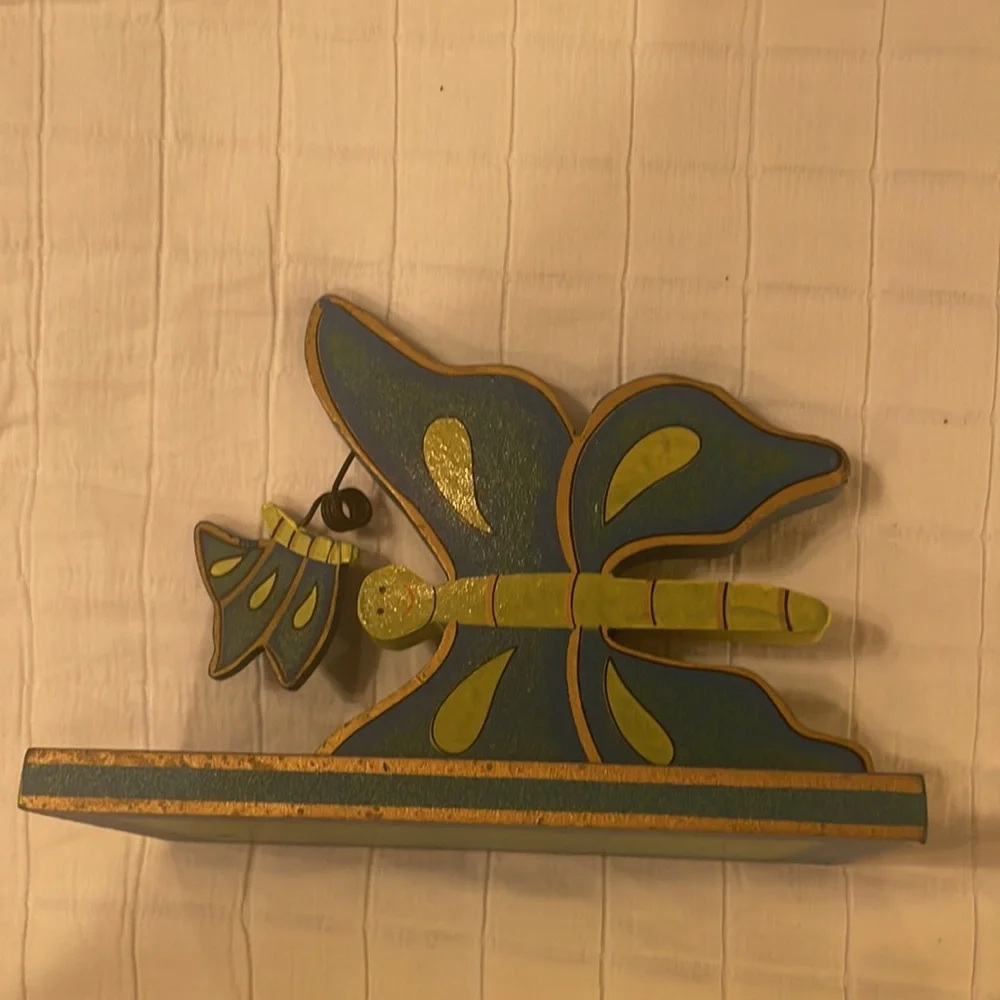 Vintage Y2K butterfly shelf wooden girls blue green